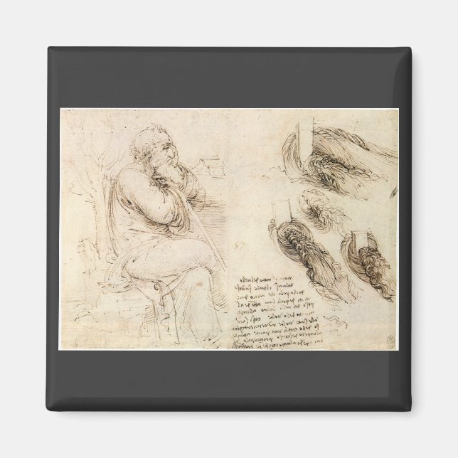 Imán Boceto del Anciano y el Agua de Leonardo da Vinci (Frente)