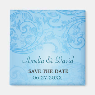 Imán Boda Azul Flourish Save the Date Magnet
