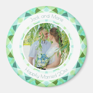 Imán Boda azul verde bonito Regalo fotográfico Keepsake