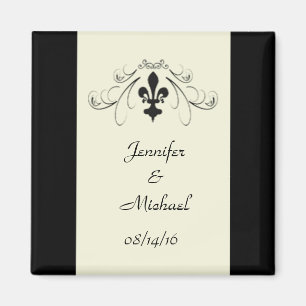 Imán Boda Black Off White Fleur de Lis
