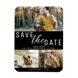 Imán Boda Black & White Save the Date 3 Fotos
