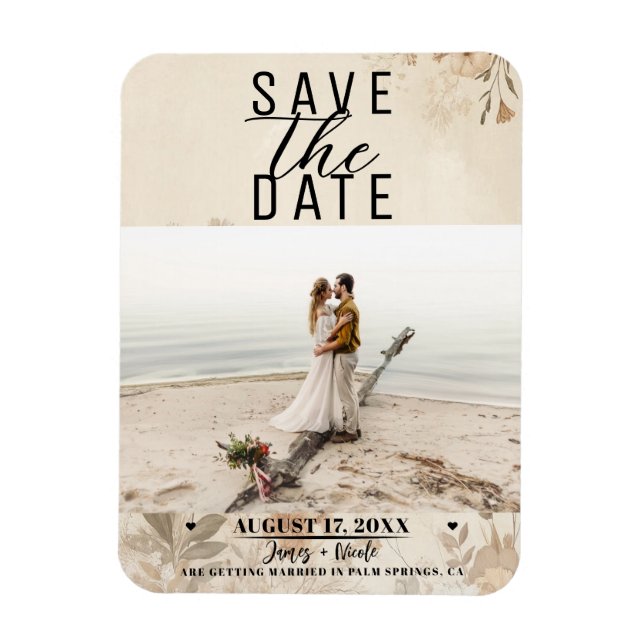 Imán Boda Boho Botánica Floral Delicada Vintage (Vertical)