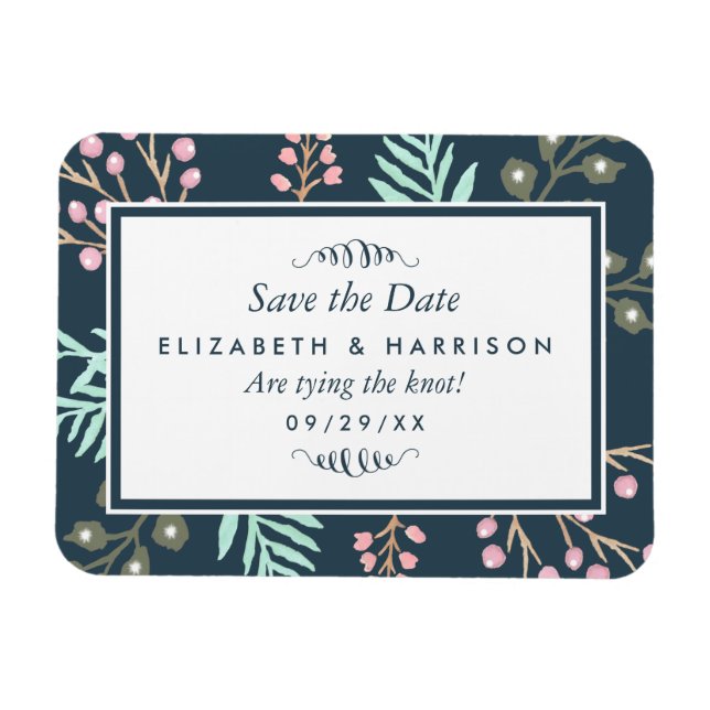 Imán Boda Botánica De Cerezo Para Salvar La Fecha (Horizontal)