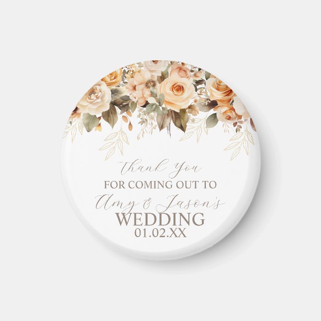 Imán Boda Botánica Floral Beige Neutro Marrón (Frente)