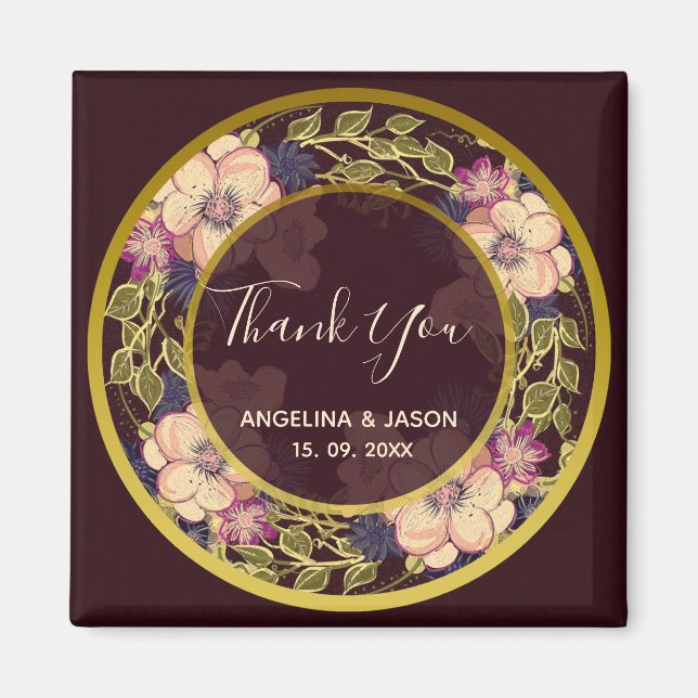 Imán Boda Burgundy Agradecimiento (Frente)