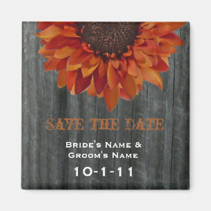 Imán Boda Caída Guardar La Fecha - Barnwood & Sunflower