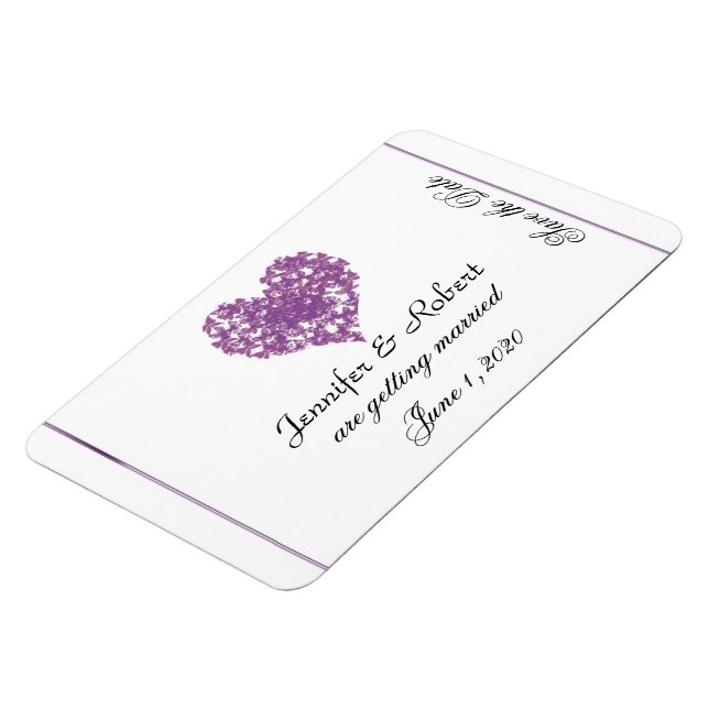Imán Boda cardíaca morada mariposa salva la fecha (Lado Izquierdo)