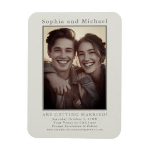 Imán Boda casual gris vintage salva la fecha neutral
