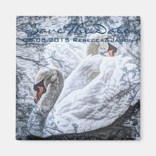 Imán boda cisne blanco invierno romántico lago