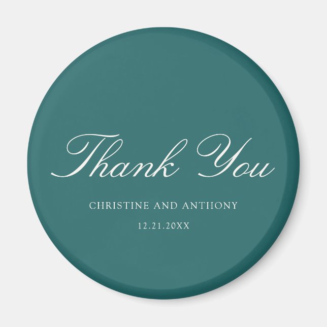 Imán Boda Clásica Teal Dinero Antiguo (Frente)