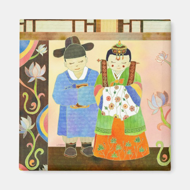 Imán Boda coreano tradicional: Un regalo Boda lindo (Frente)