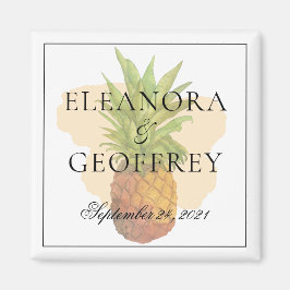 Imán Boda costero de piña tropical de verano Fecha