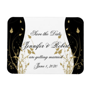 Imán Boda curvada floral de oro salva la fecha