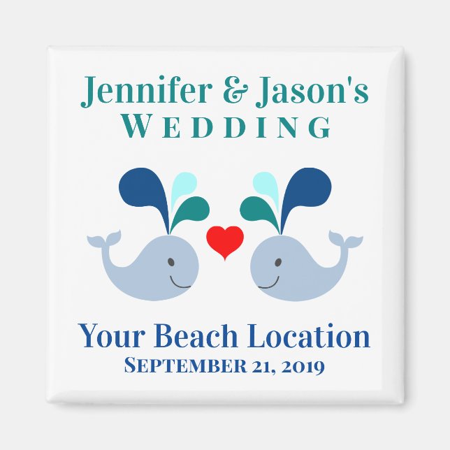 Imán Boda Cute Whale Tropical Beach Destination (Frente)