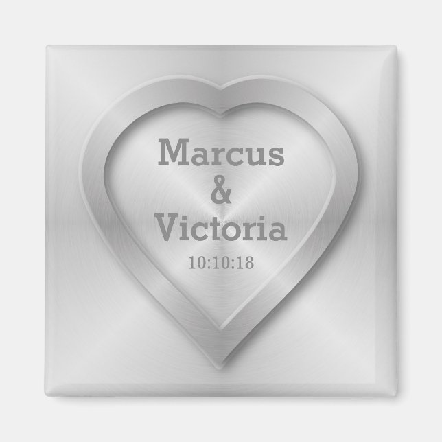 Imán Boda de acero inoxidable cepillado (Frente)