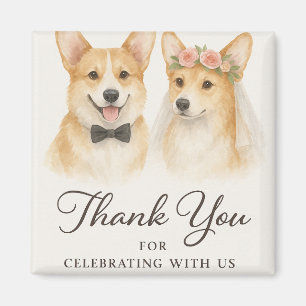 Imán Boda de Acuarela de Corgi Gracias