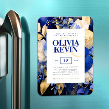 Boda de acuarela floral elegante de Navy Blue & Go