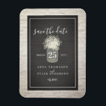 Imán Boda de aliento de bebé de ladrillo blanco salva l<br><div class="desc">Una elegante boda rústica salva el imán de dátiles con un ilustracion de un frasco de albañil con aliento de bebé sobre un fondo de ladrillo blanco y negro. Busque invitaciones de boda coincidentes y otros elementos de coordinación en Jill's Paperie.</div>