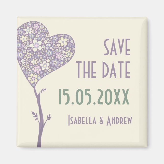 Imán Boda de árbol de amor Guardar la fecha (Frente)
