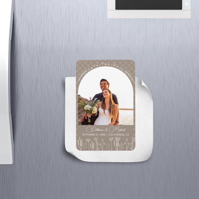 Imán Boda de arco de Beige Wildflower Bohemian (Subido por el creador)