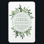 Imán Boda de armazón de hojas de acuarela rústica de ép<br><div class="desc">Vintage rústica acuarela armazón de la invitación a la boda imán. Marco geométrico con acuarela arbolada. Parte de una colección.</div>