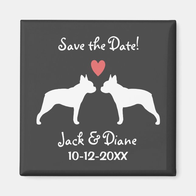 Imán Boda de Boston Terriers Salva la Fecha (Frente)