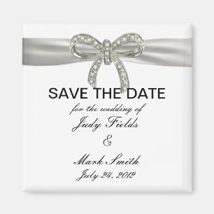 Imán Boda De Bow De Diamantes Salve La Fecha Magnet
