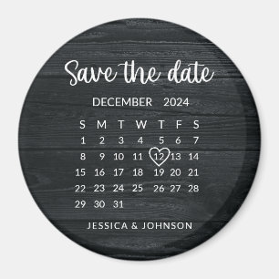 Imán Boda de calendario de maderas rusticas salva el im