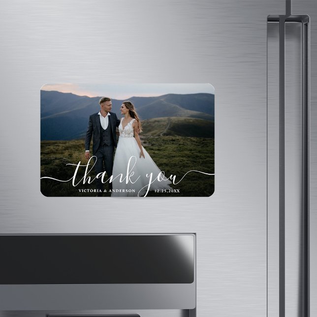 Imán Boda de caligrafía moderna. Gracias (Subido por el creador)