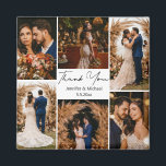 Imán boda de collage de fotos de agradecimiento moderno<br><div class="desc">elegante gracias seis fotos boda magnet</div>