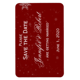 Imán Boda de Cranberry con copos de nieve blanca salva 