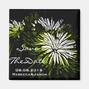 Imán Boda de crisantemo verde bohemio de cadera