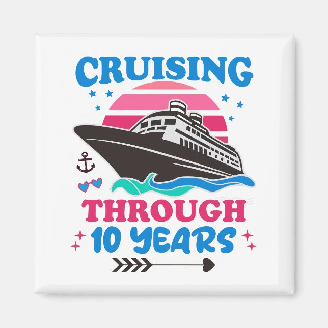 Imán Boda de crucero a través de 10 años (Frente)