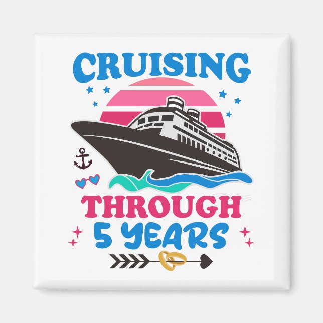 Imán Boda de crucero a través de 5 años (Frente)