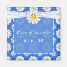 Boda de Daisy Floral Azul y Blanco Lindo