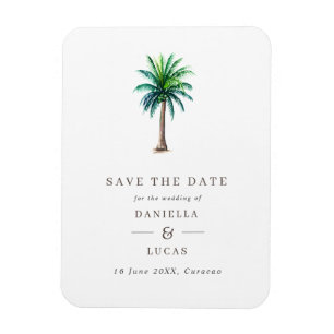 Imán Boda de destino de árbol de palmas Guardar la fech