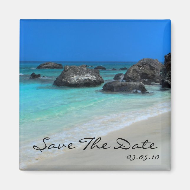 Imán Boda De Destino De Playa Guardar El Magnet De Fech (Frente)