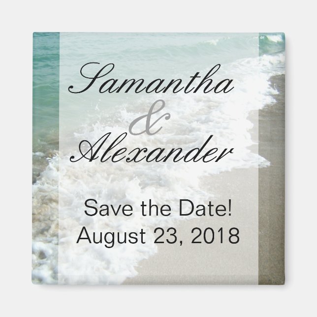 Imán Boda de destino de playa panorámica Guardar la fec (Frente)