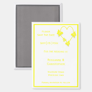 Imán Boda de diseño del corazón de mariposas de color a
