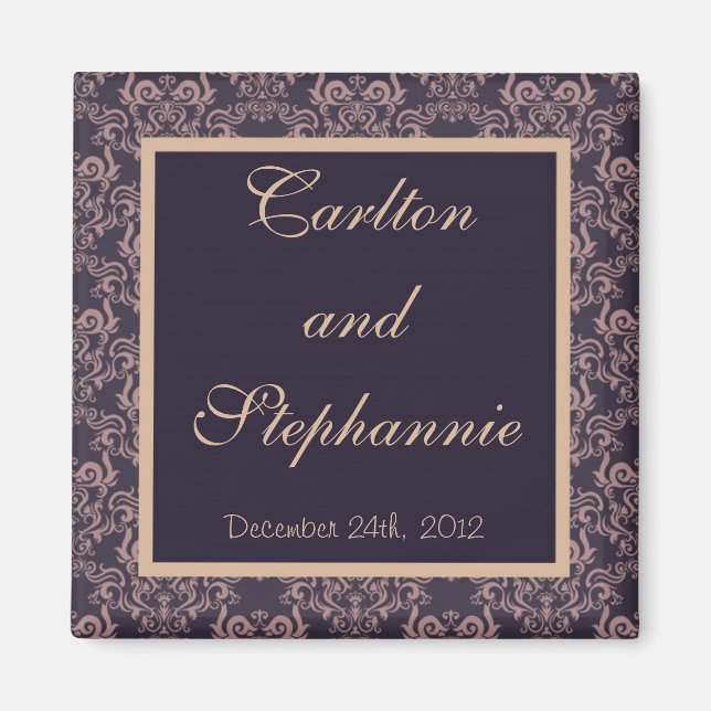 Imán Boda de encaje de Damasco Púrpura (Frente)