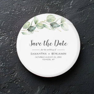 Imán Boda de Eucalipto Save the Date