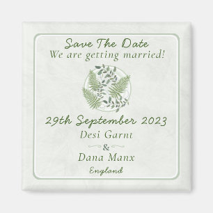 Imán Boda de Eucalyptus & Fern Rings Save The Date