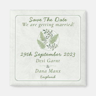 Imán Boda de Eucalyptus & Fern Rings Save The Date