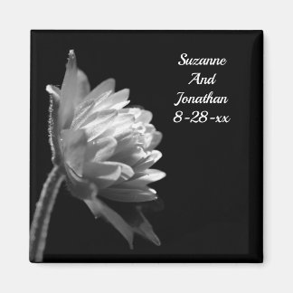 Imán Boda De Flor Negra Y Blanca