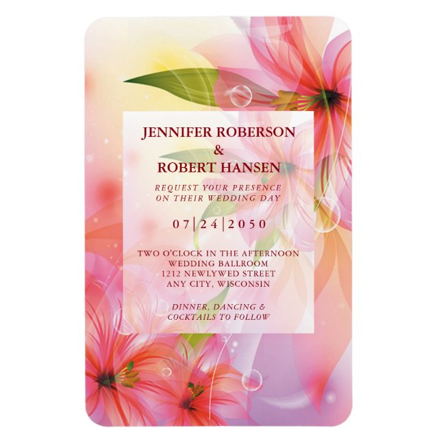 Imán Boda de flores rosadas Hibiscus Rectangle Magnet (Vertical)