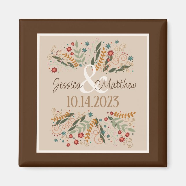 Imán Boda de flores silvestres elegancia moderna inspir (Frente)