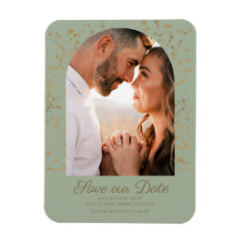Imán Boda de Foto de Arco de Purpurina de Oro Verde Sal