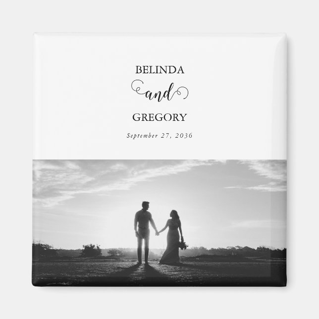 Imán Boda de fotografía de parejas de guiones modernos  (Frente)