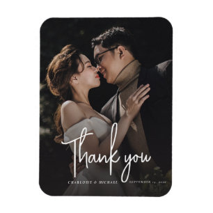 Imán Boda de fotografías manuscritas modernas