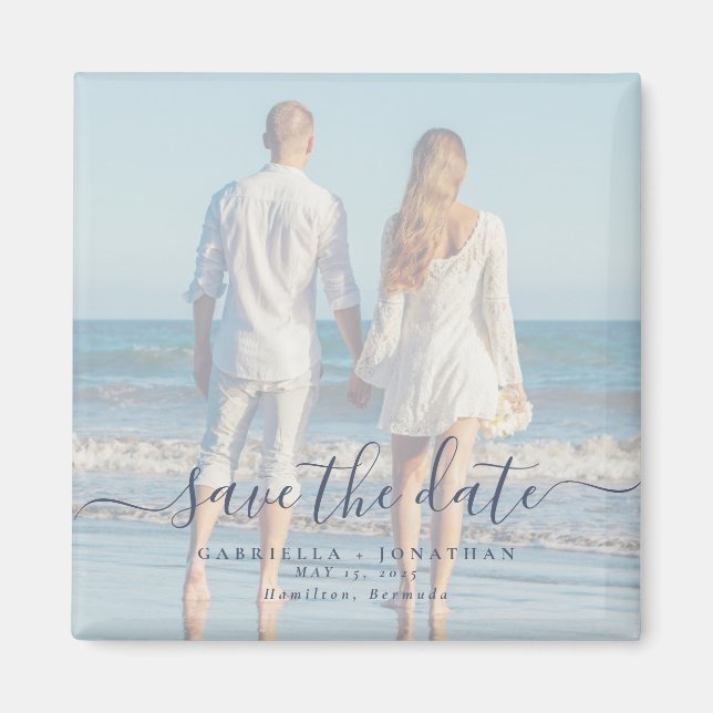 Imán Boda de fotos de parejas de guiones azules salva l (Frente)